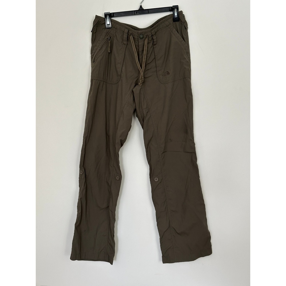 The North Face Womens 12 Hiking Pants Olive Green Roll Up Leg Ripstop Outdoor